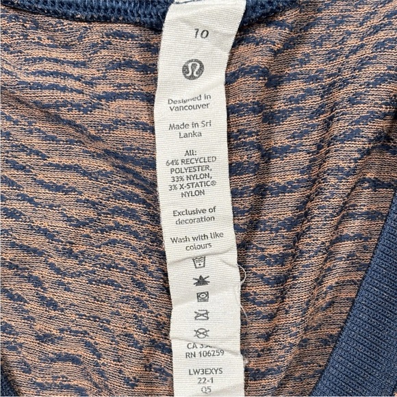 Lululemon Train To Be Short Sleeve Women’s Size 10 Blue/Orange Athletic Crop - Picture 7 of 9